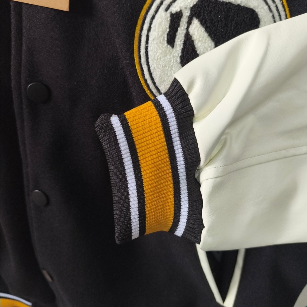 Stussy Black, White & Yellow Varsity Bomber Jacket - Picture 6 of 11